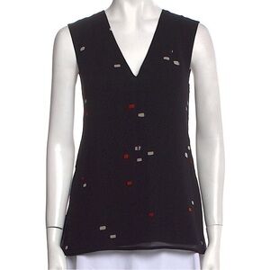 GREY by JASON WU Printed V-Neck Sleeveless Top in Black SZ 8 🆕